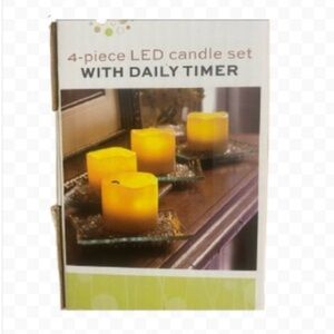4 Piece LED Candle Set With Built-in Daily Timer by Order Home Collections
